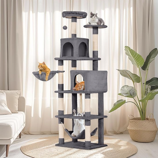 68-Inch Cat Tree for Indoor Cats | Multi-Level Cat Tower with 8 Scratching Posts