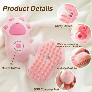 Pet Steam Brush Comb | 3-in-1 Electric Grooming Tool