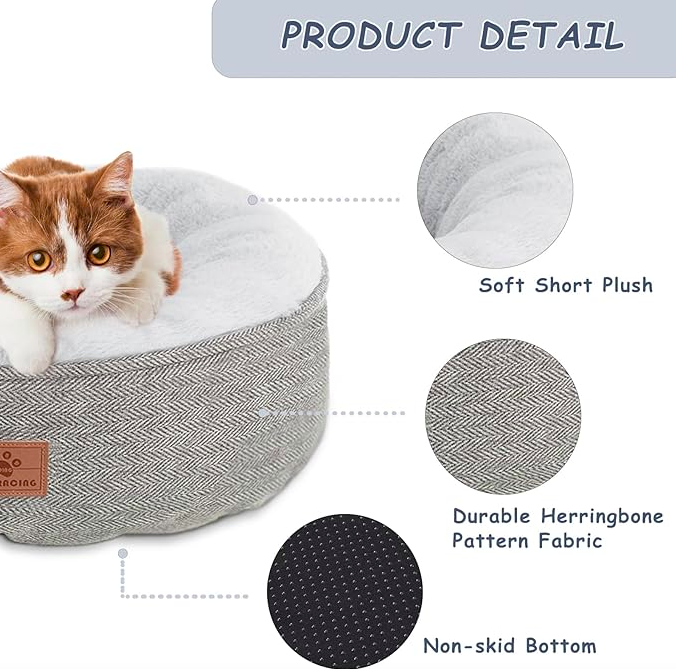 Round Cat and Dog Bed | Washable Pet Bed