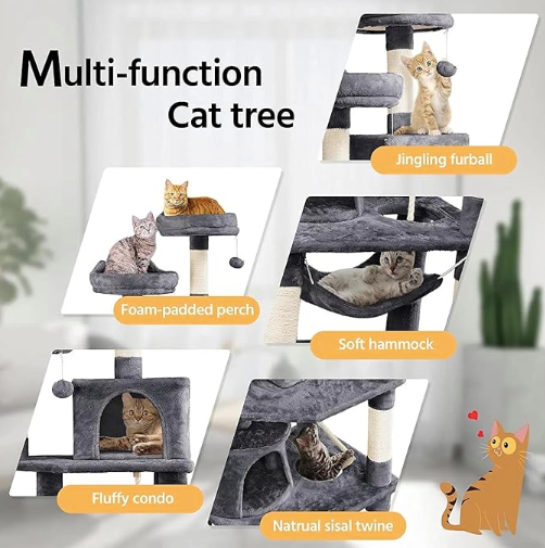 68-Inch Cat Tree for Indoor Cats | Multi-Level Cat Tower with 8 Scratching Posts