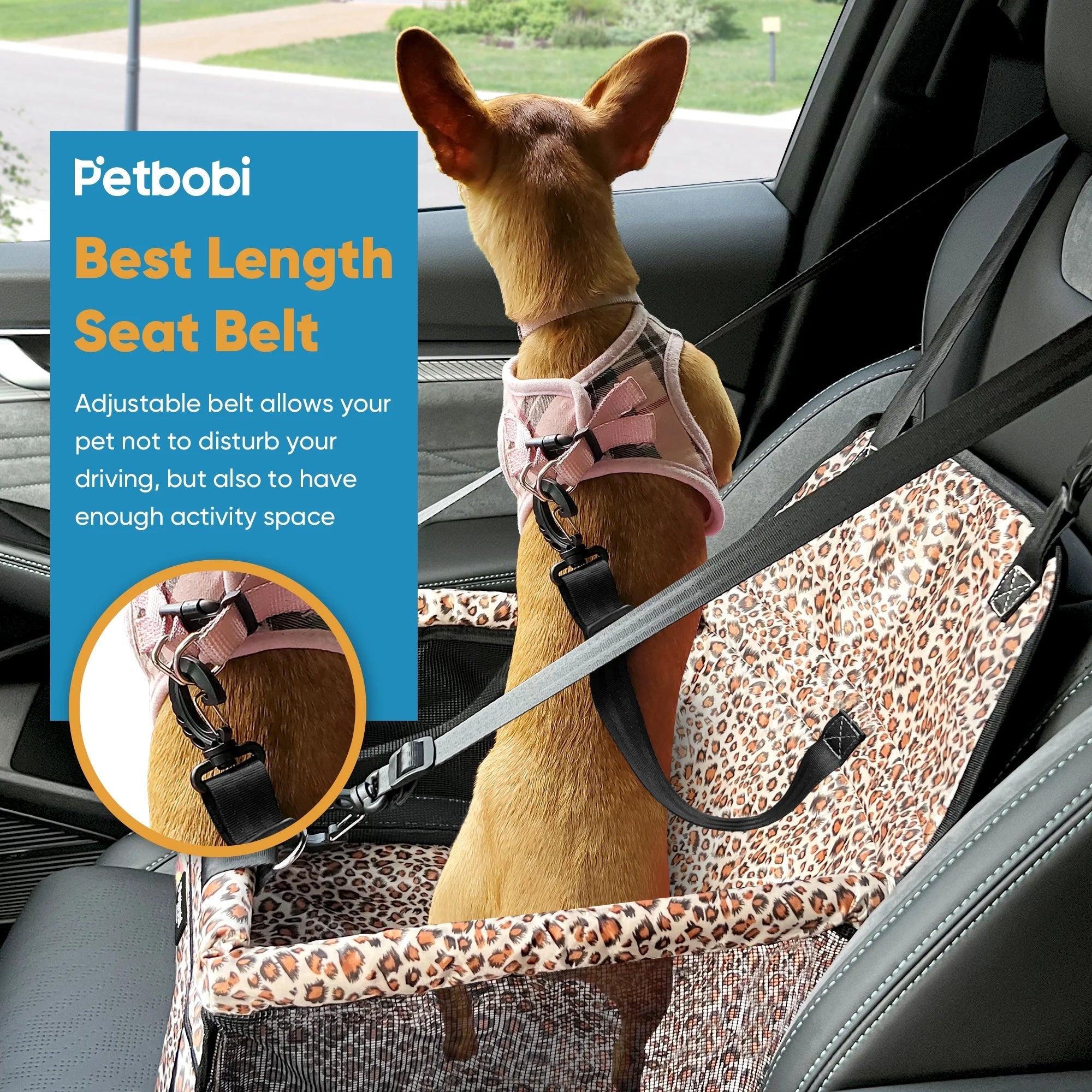 Dog Car Seat Booster Small Pet Puppy Medium Cat Doggie Safety, Leopard Print